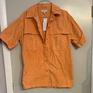 Topshop Peach Button-Up Shirt